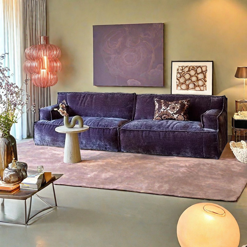 Axis Living Vintage Style Corduroy Fabric Purple Sofa